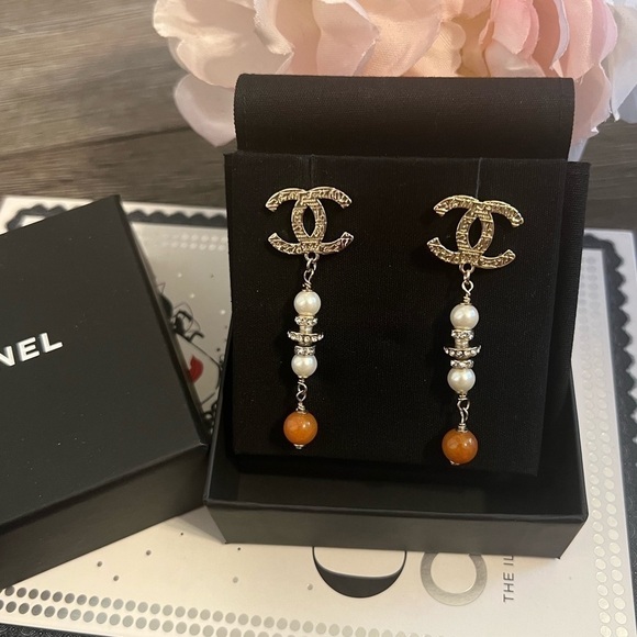 CHANEL Egypt Hieroglyphic CC Drop Earrings - Picture 1 of 8